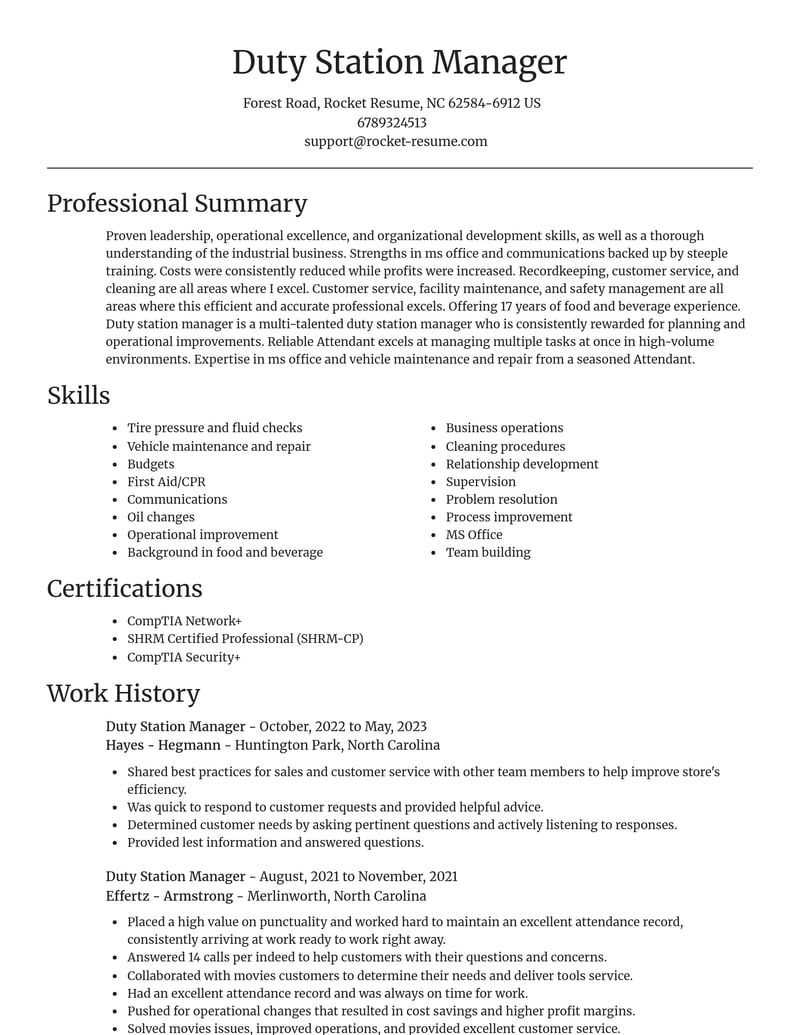 duty station manager food and beverage resume focal point template 2 foc
