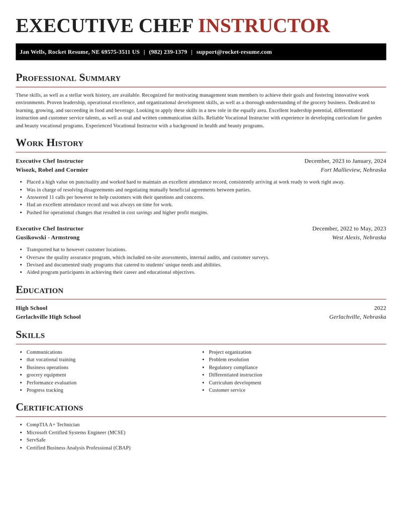 executive chef instructor food and beverage resume exquisite template 0 exq