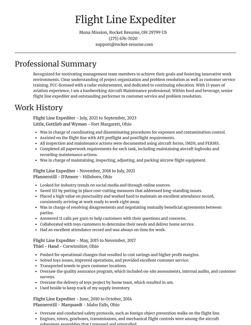 flight line expediter food and beverage resume focal point template 1 foc