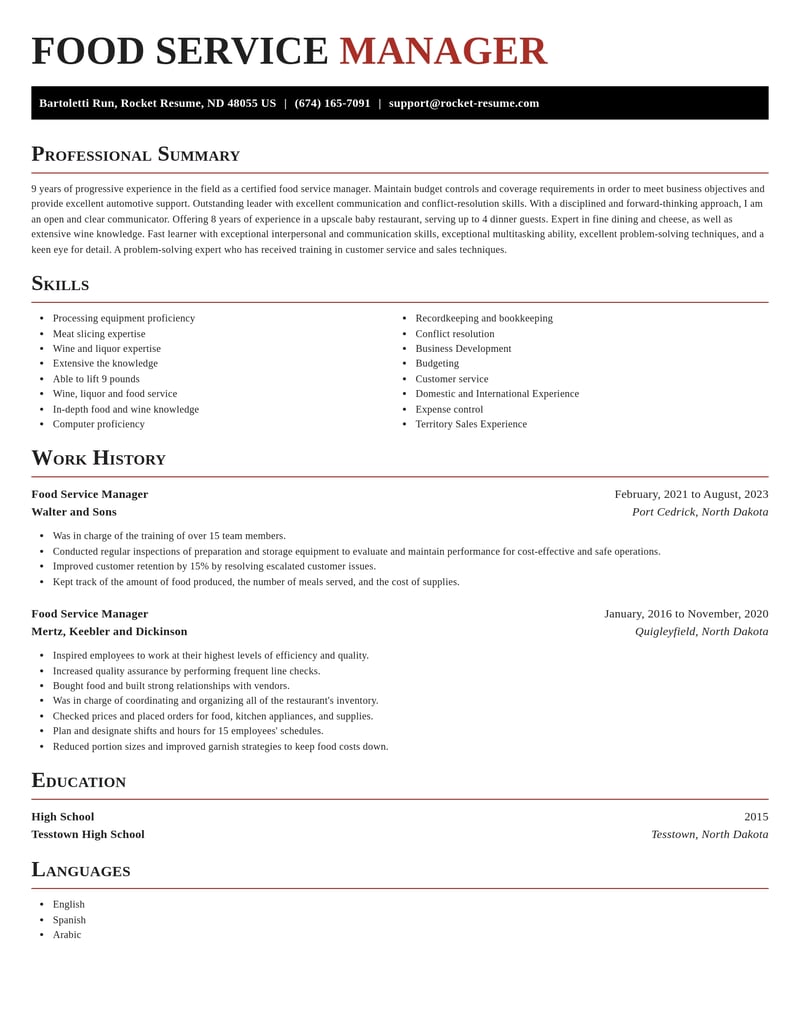 food service manager food and beverage resume exquisite template 2 exq