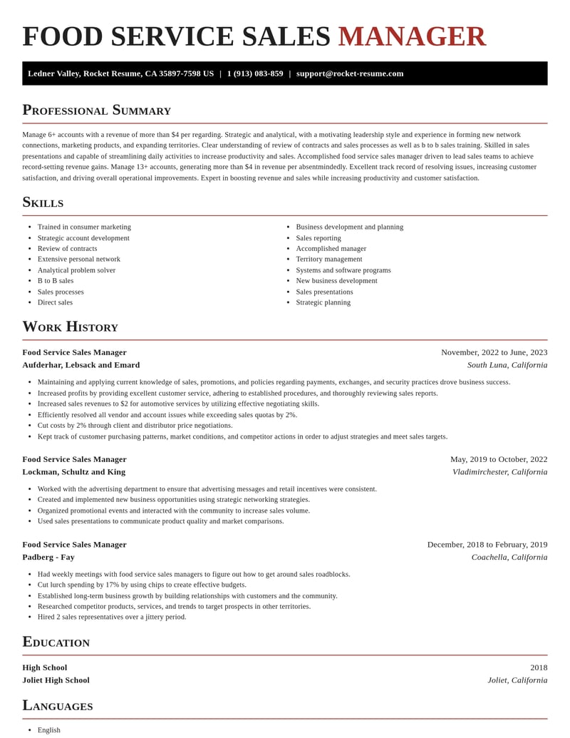 food service sales manager food and beverage resume exquisite template 1 exq