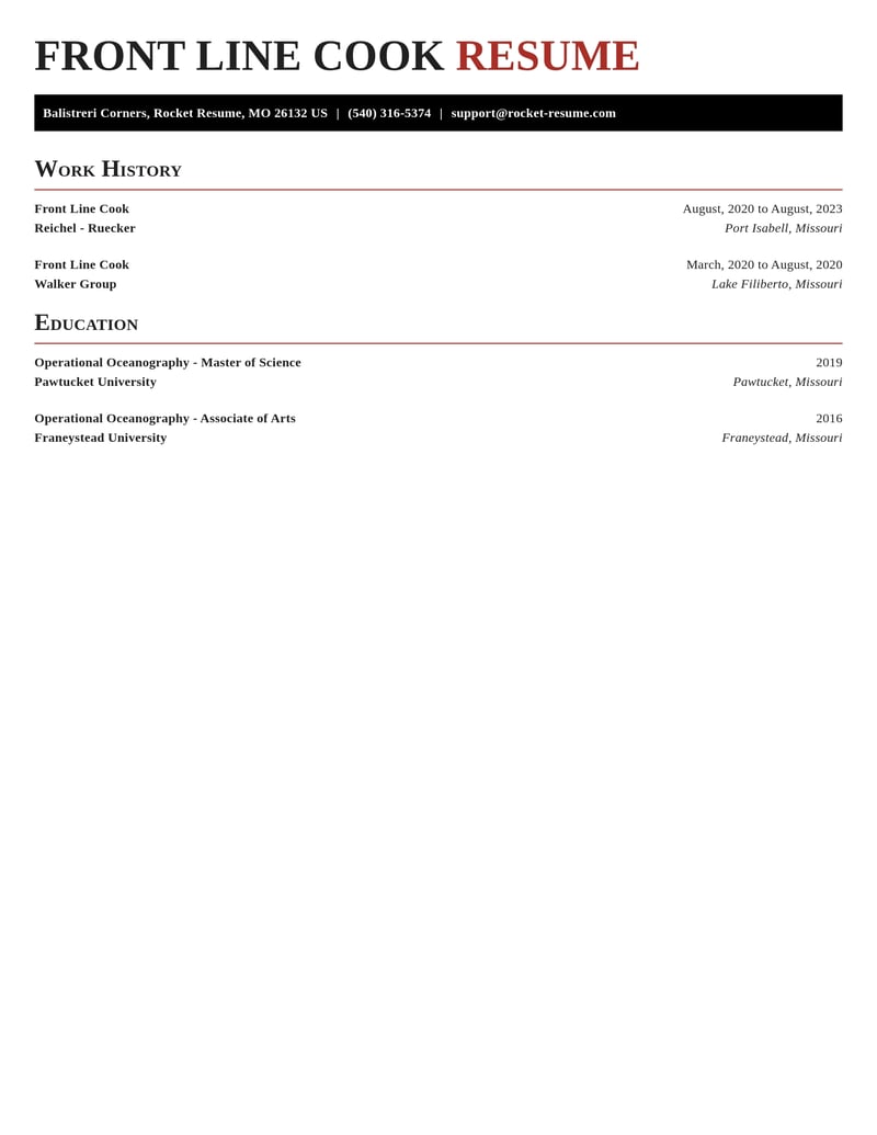 front line cook food and beverage resume exquisite template 1 exq