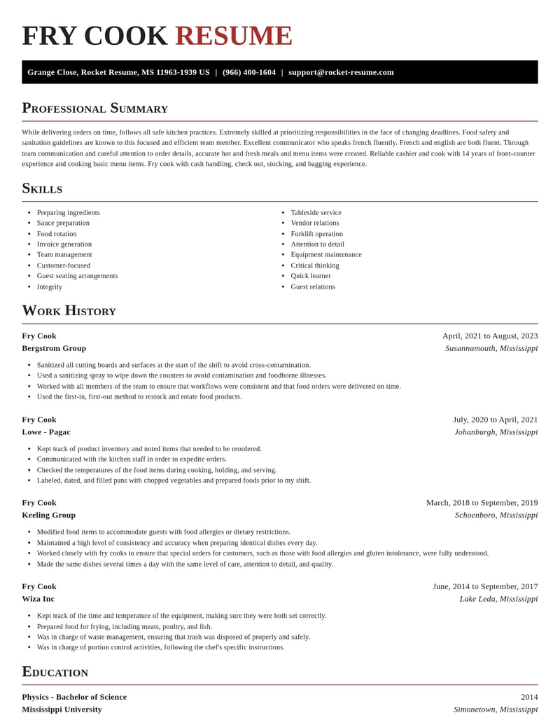 fry cook food and beverage resume exquisite template 0 exq