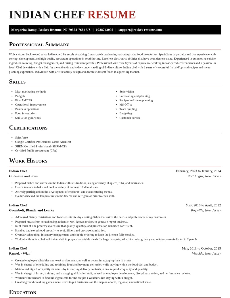 indian chef food and beverage resume exquisite template 0 exq