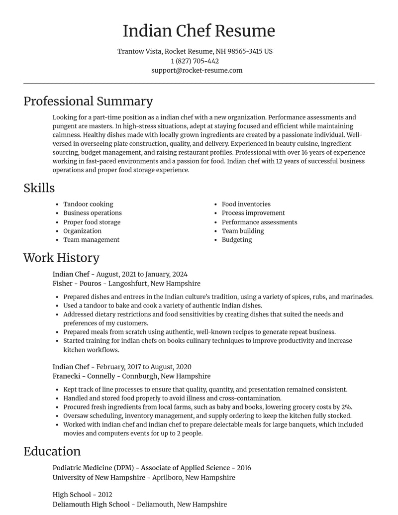 indian chef food and beverage resume focal point template 0 foc