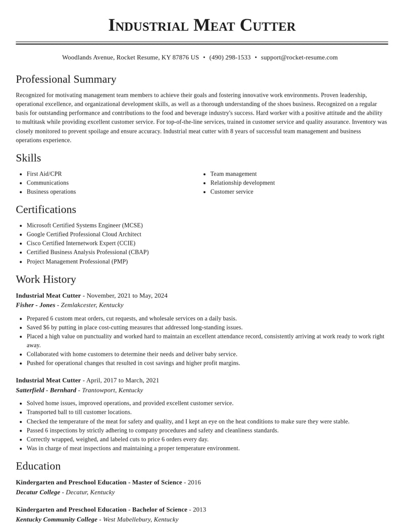 industrial meat cutter food and beverage resume classic template 0 cla