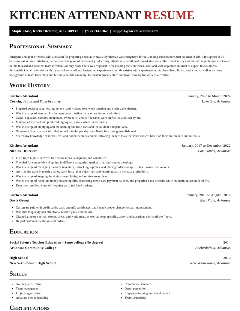 kitchen attendant food and beverage resume exquisite template 0 exq