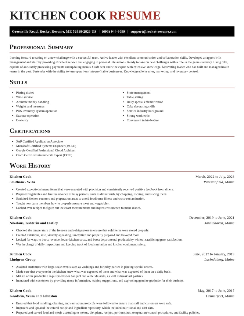 kitchen cook food and beverage resume exquisite template 0 exq
