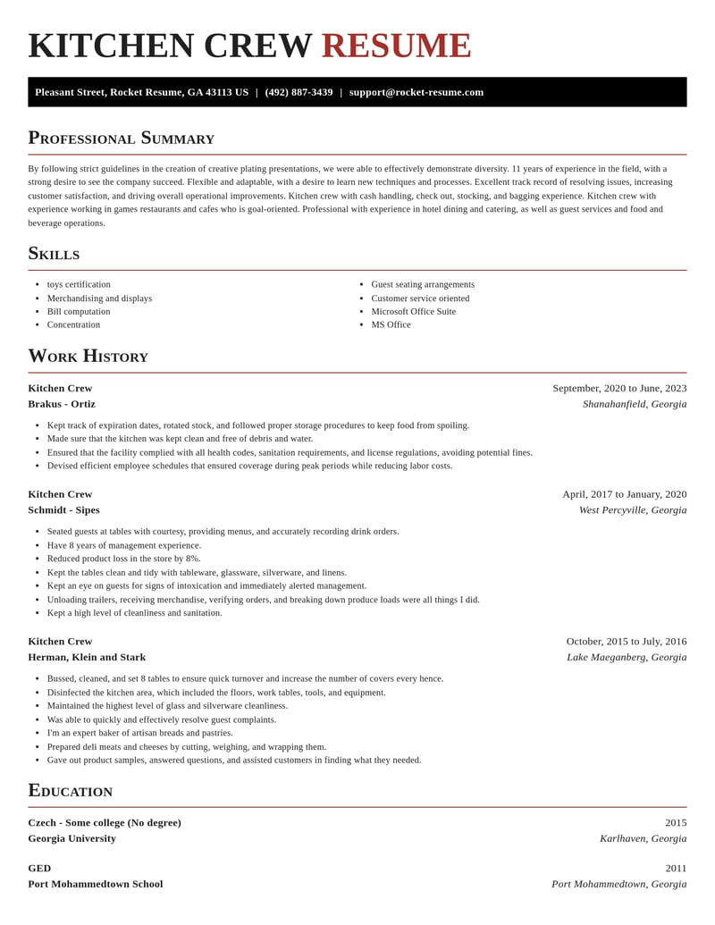 kitchen crew food and beverage resume exquisite template 1 exq