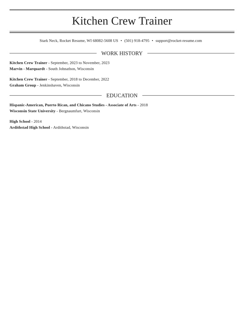 kitchen crew trainer food and beverage resume elegant template 0 ele