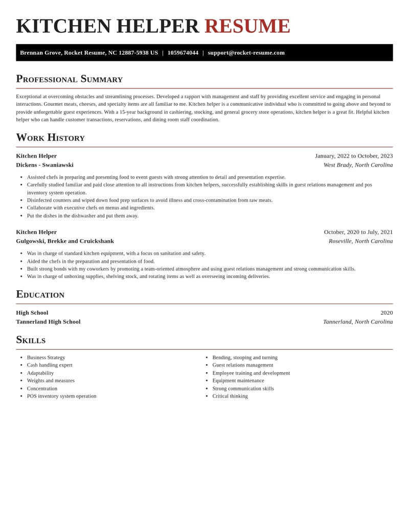 kitchen helper food and beverage resume exquisite template 2 exq