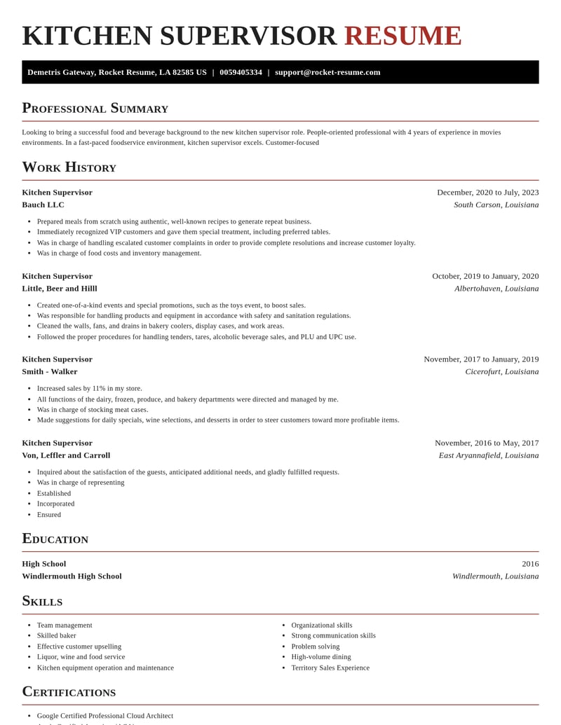 kitchen supervisor food and beverage resume exquisite template 2 exq