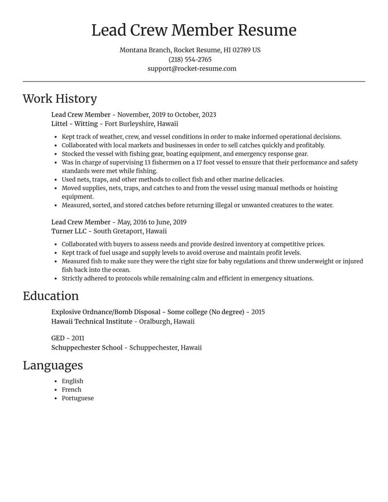 lead crew member food and beverage resume focal point template 0 foc