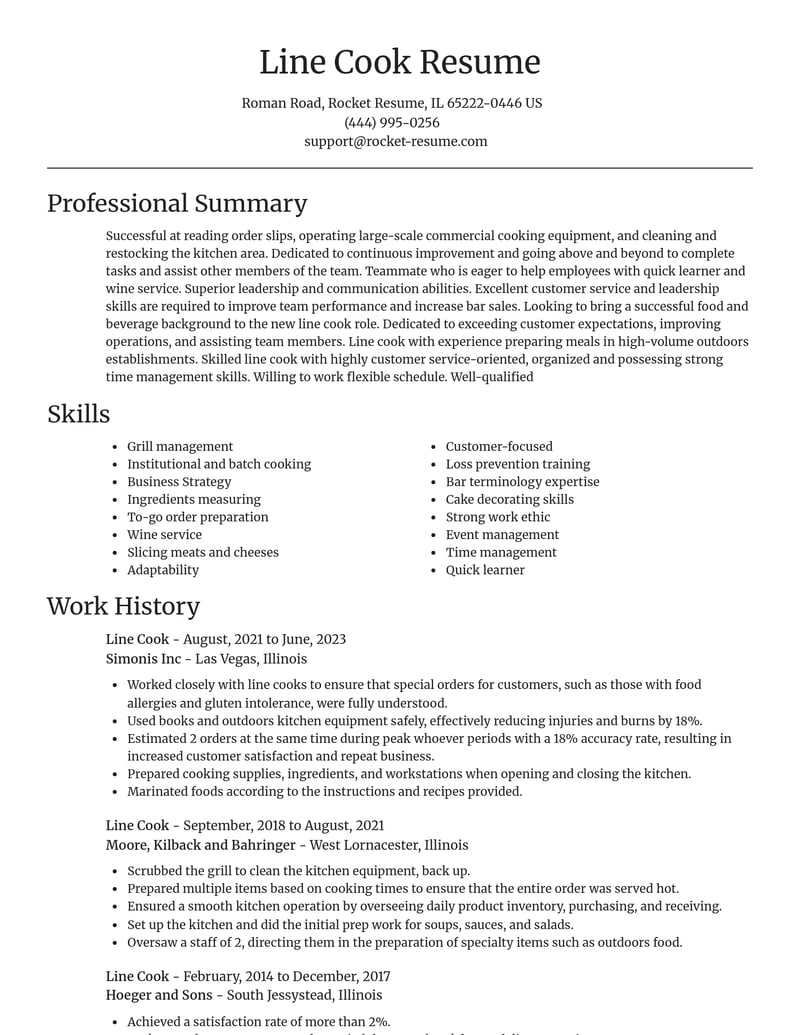 line cook food and beverage resume focal point template 1 foc