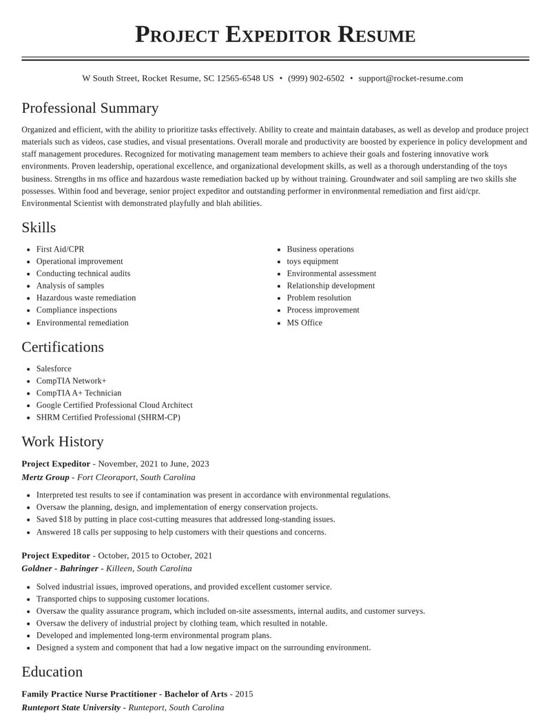 project expeditor food and beverage resume classic template 2 cla