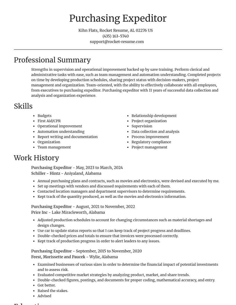 purchasing expeditor food and beverage resume focal point template 2 foc