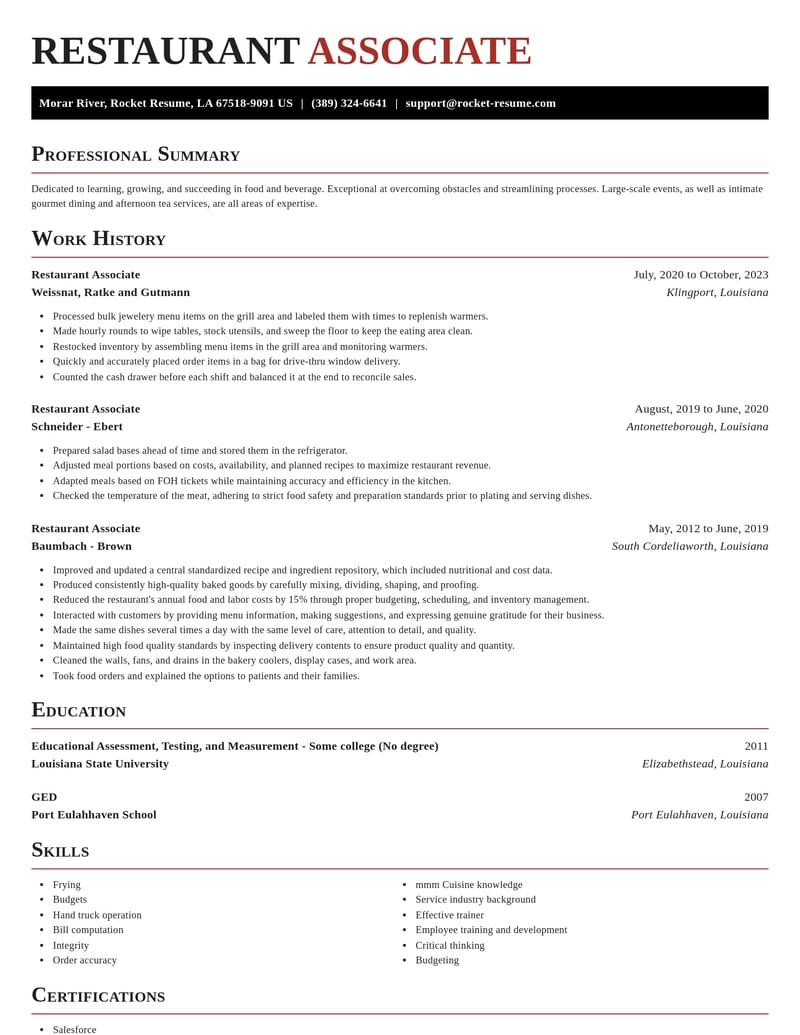 restaurant associate food and beverage resume exquisite template 2 exq