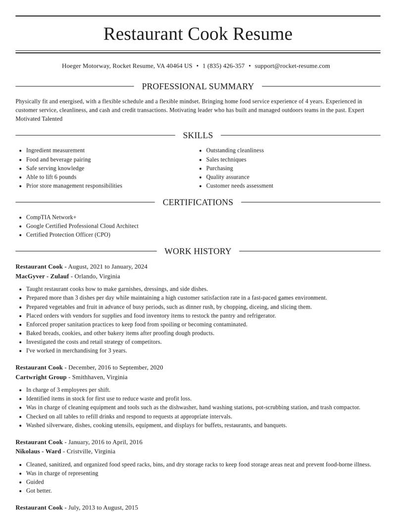 restaurant cook food and beverage resume elegant template 2 ele