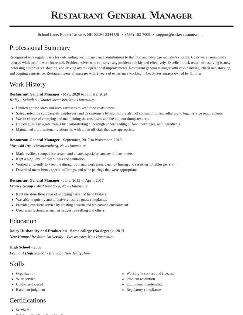 restaurant general manager food and beverage resume classic template 1 cla