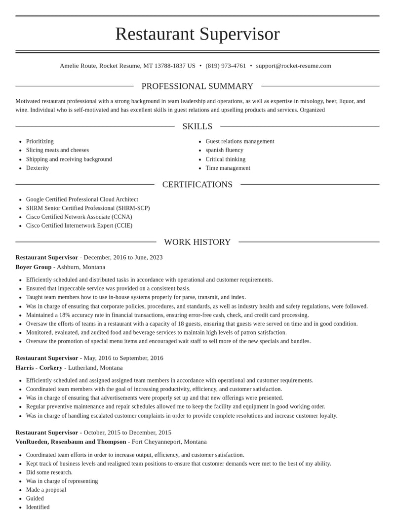 restaurant supervisor food and beverage resume elegant template 1 ele