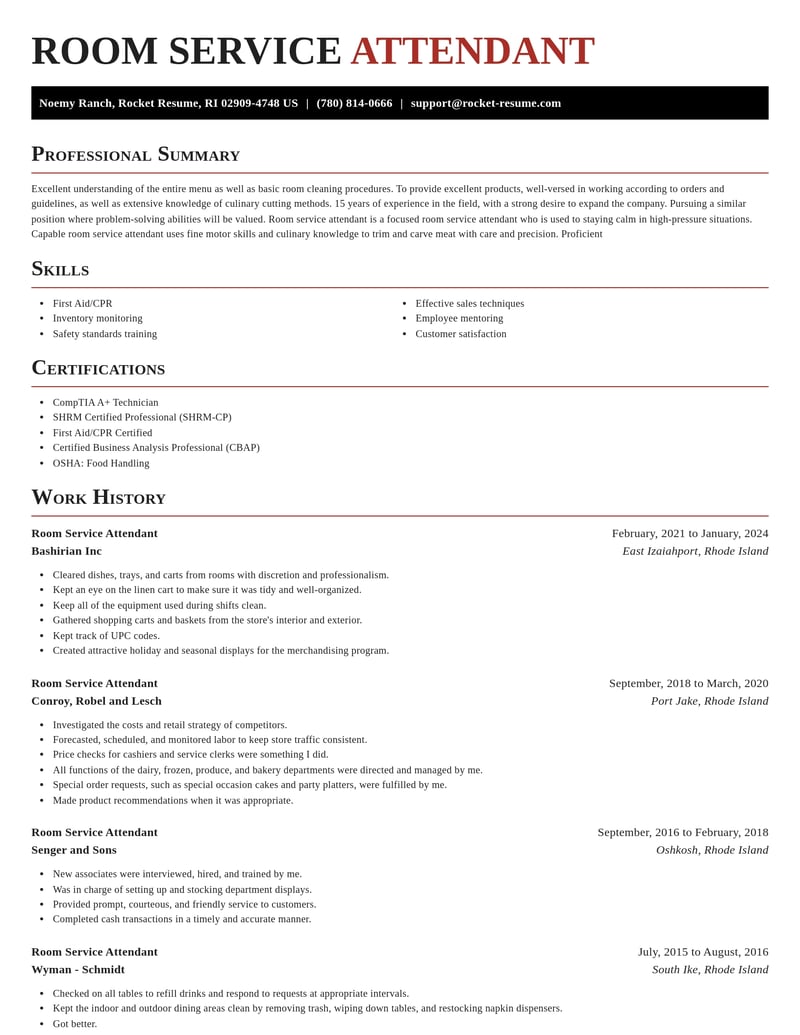 room service attendant food and beverage resume exquisite template 2 exq