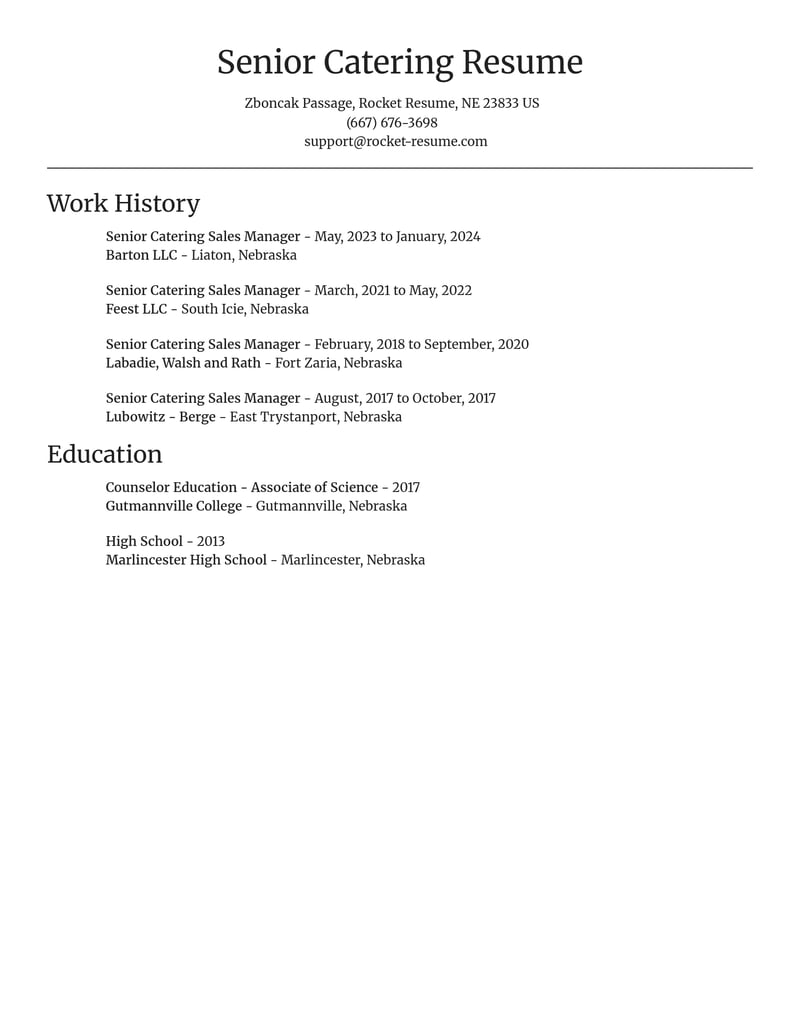 senior catering sales manager food and beverage resume focal point template 1 foc