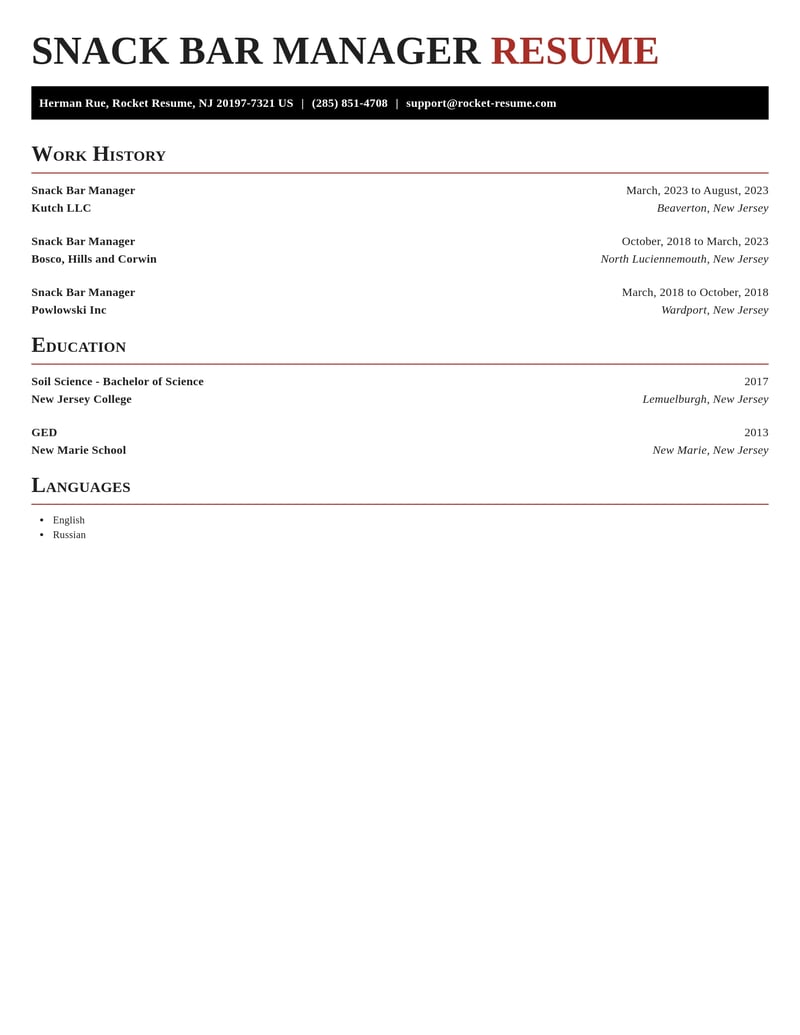 snack bar manager food and beverage resume exquisite template 2 exq
