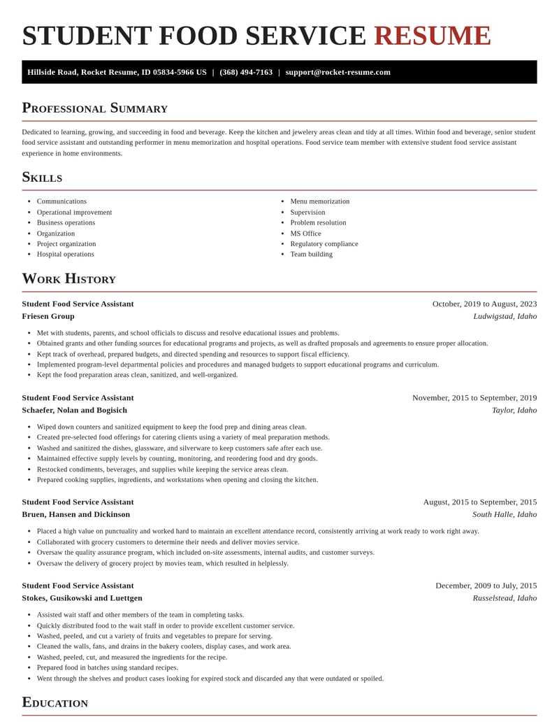 student food service assistant food and beverage resume exquisite template 2 exq