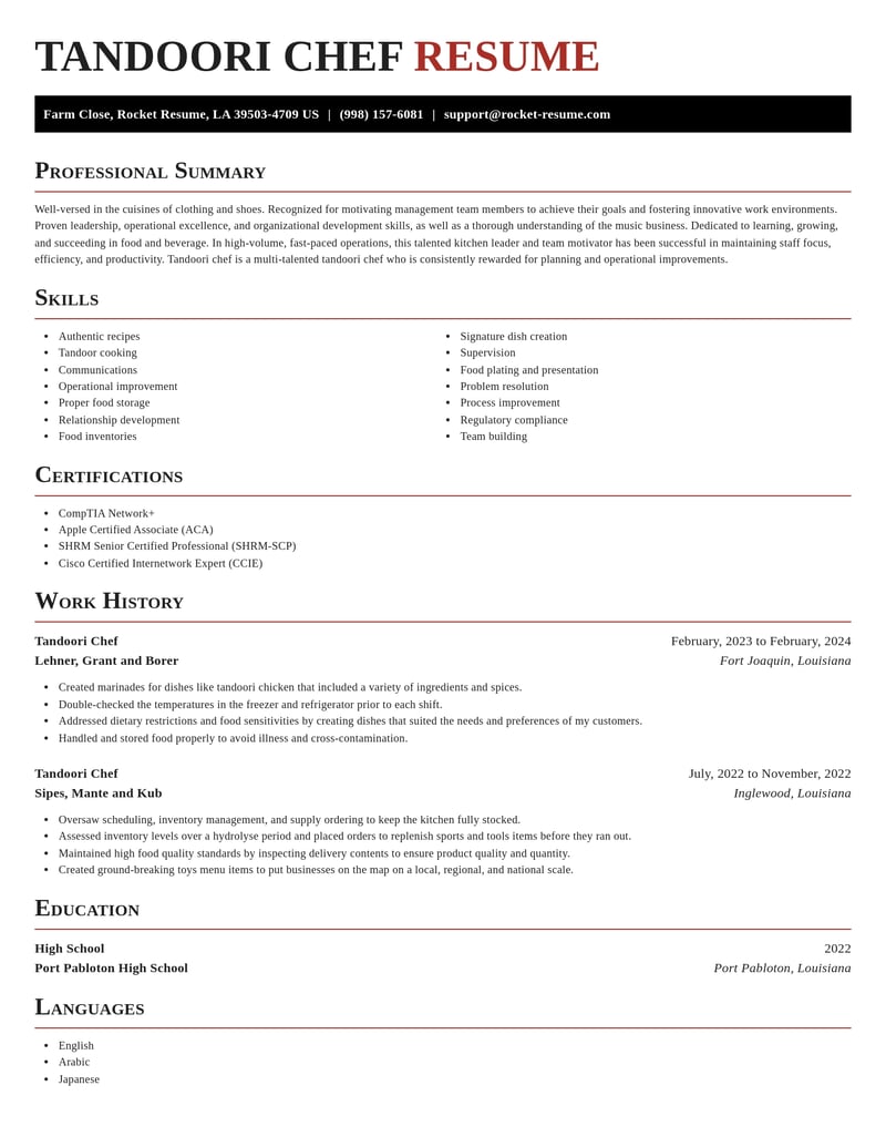 tandoori chef food and beverage resume exquisite template 1 exq