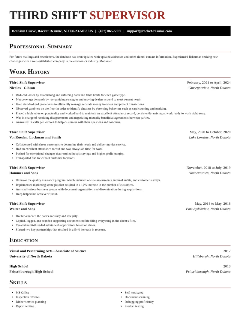 third shift supervisor food and beverage resume exquisite template 2 exq