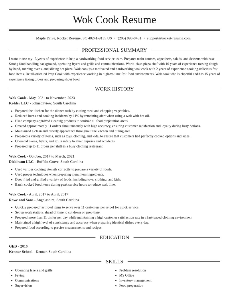 wok cook food and beverage resume elegant template 0 ele