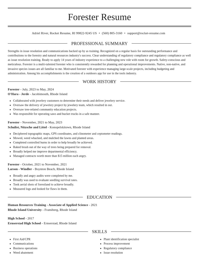 forester forestry and natural resources resume elegant template 0 ele
