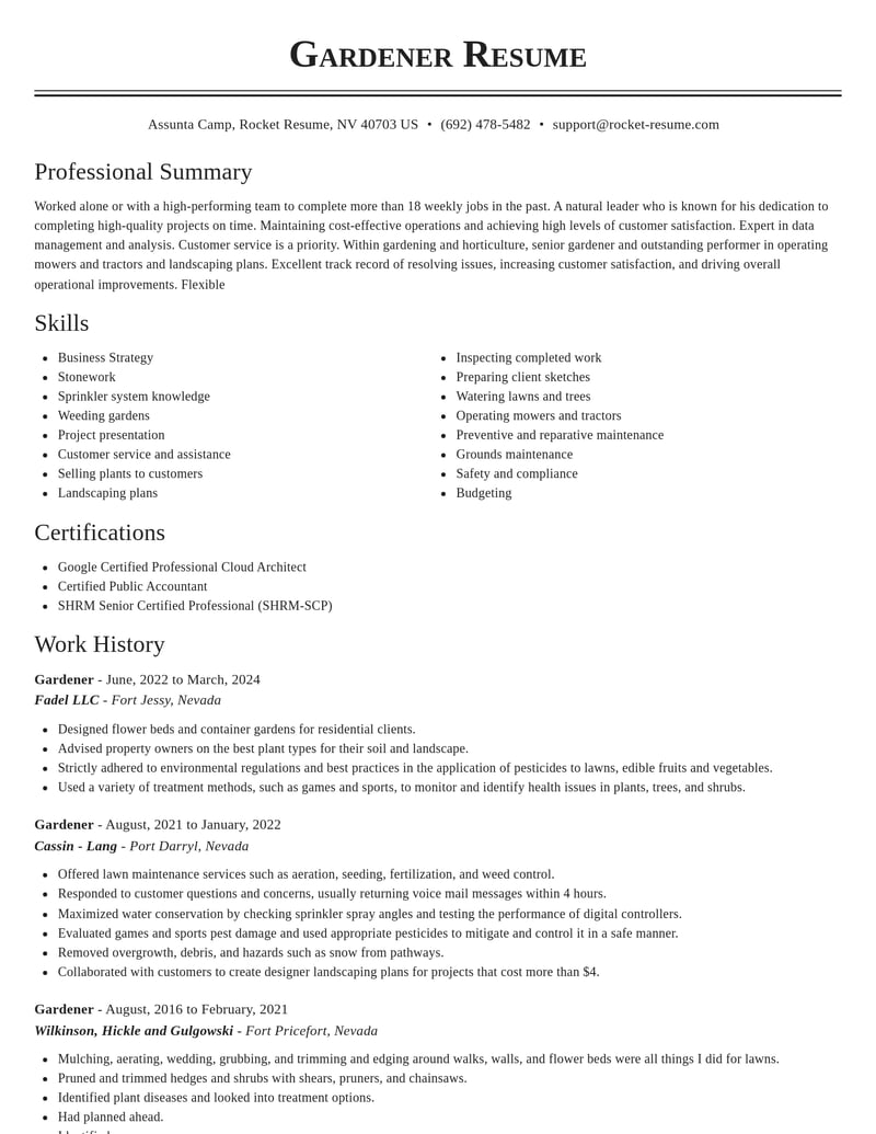 gardening and horticulture resume classic template 1 cla