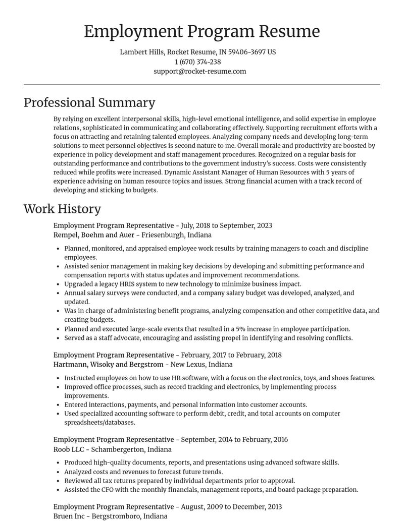 employment program representative government resume focal point template 0 foc