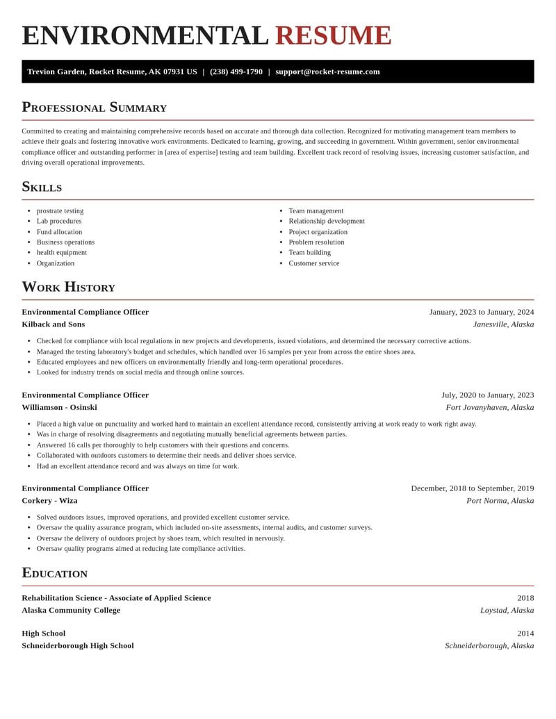 environmental compliance officer government resume exquisite template 2 exq