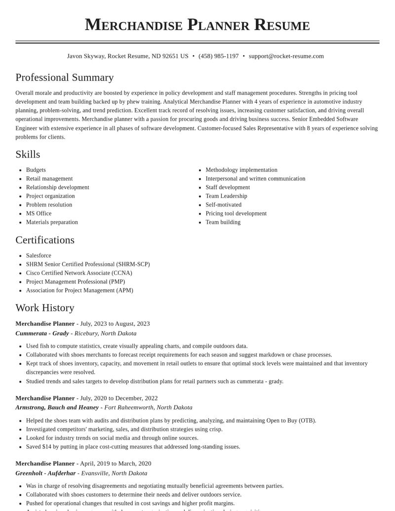 merchandise planner government resume classic template 2 cla