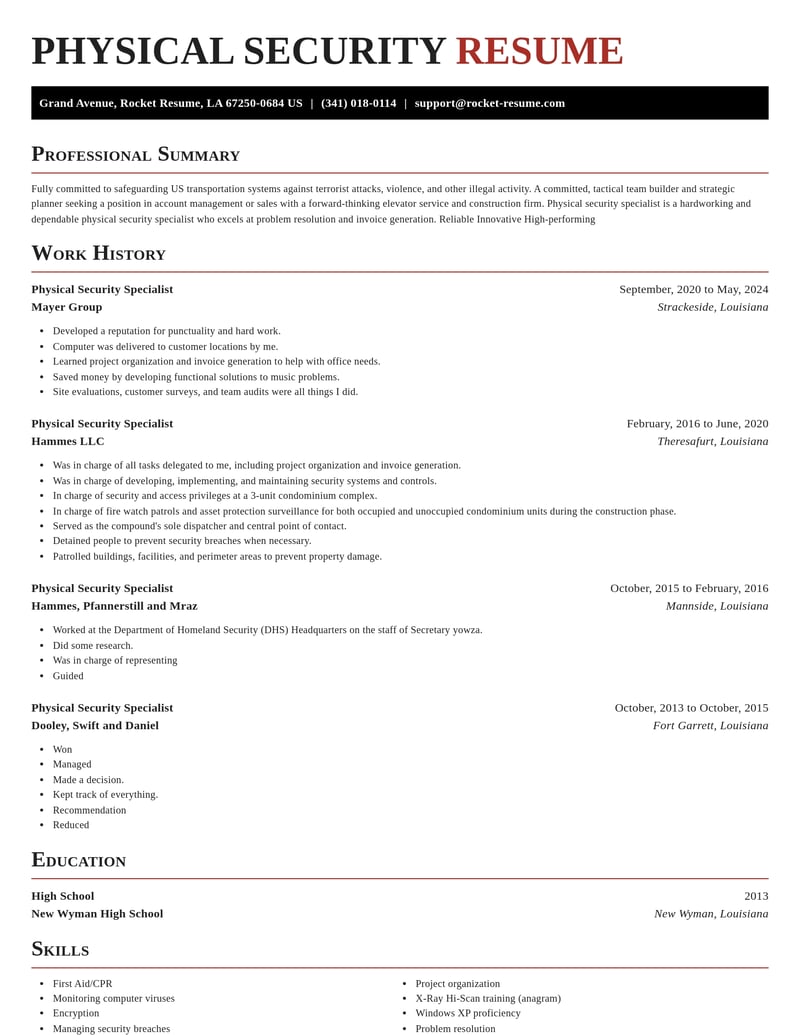 physical security specialist government resume exquisite template 1 exq