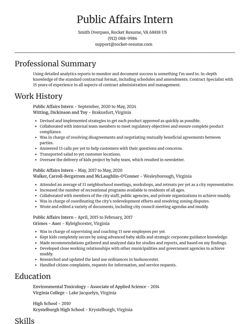public affairs intern government resume focal point template 2 foc