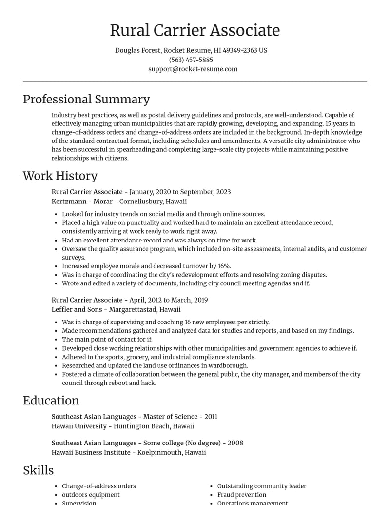 rural carrier associate government resume focal point template 0 foc