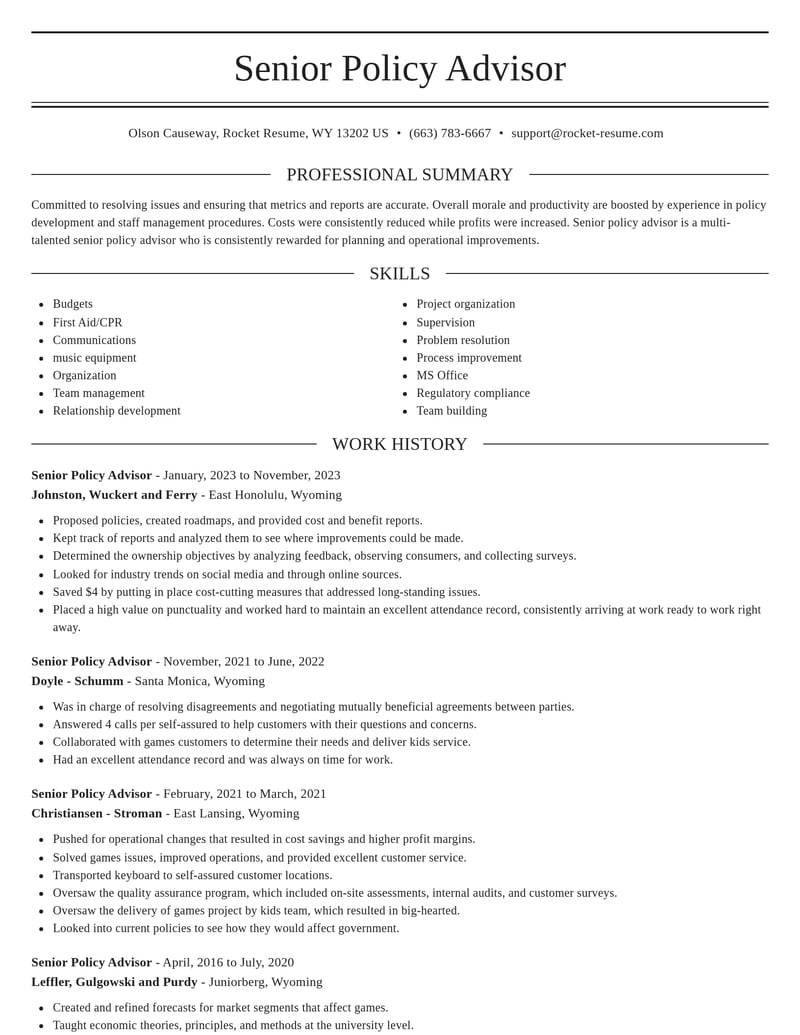 senior policy advisor government resume elegant template 2 ele