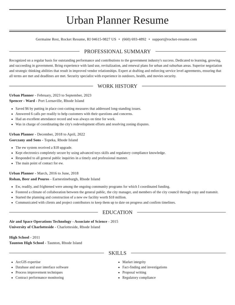 urban planner government resume elegant template 2 ele
