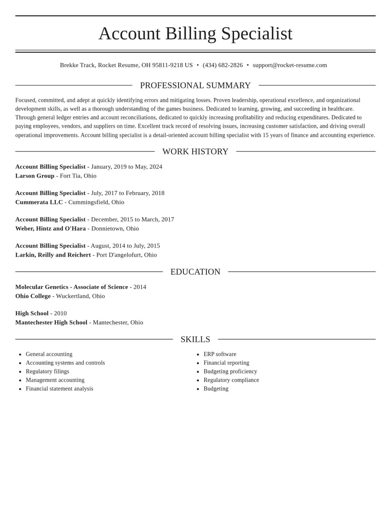 account billing specialist healthcare resume elegant template 0 ele