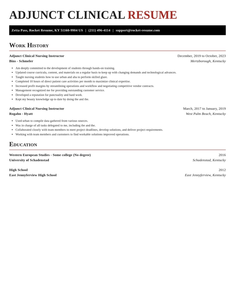 adjunct clinical nursing instructor healthcare resume exquisite template 1 exq