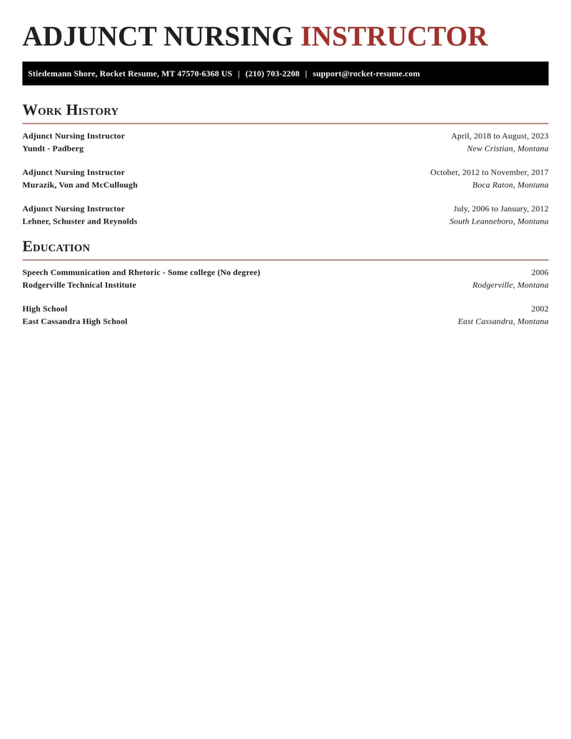 adjunct nursing instructor healthcare resume exquisite template 0 exq