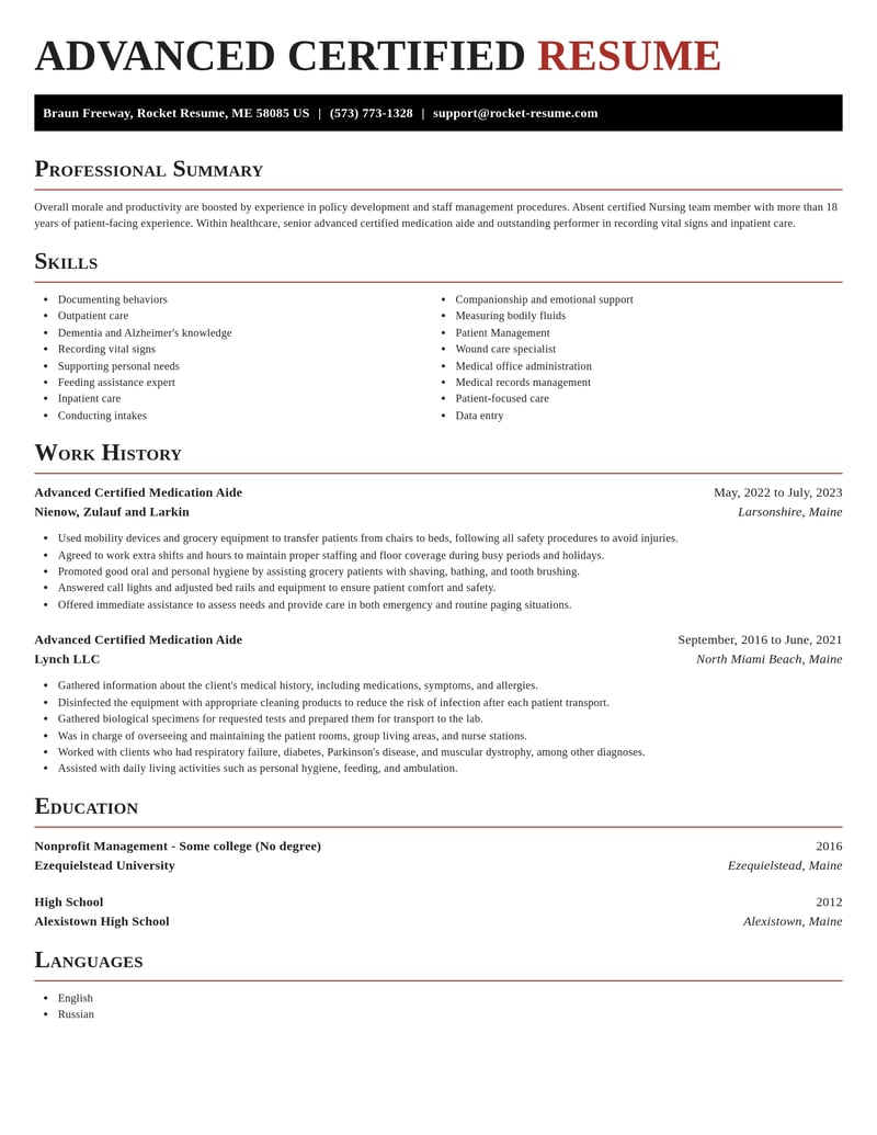 advanced certified medication aide healthcare resume exquisite template 0 exq