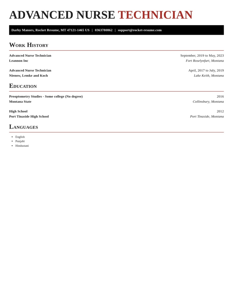 advanced nurse technician healthcare resume exquisite template 0 exq