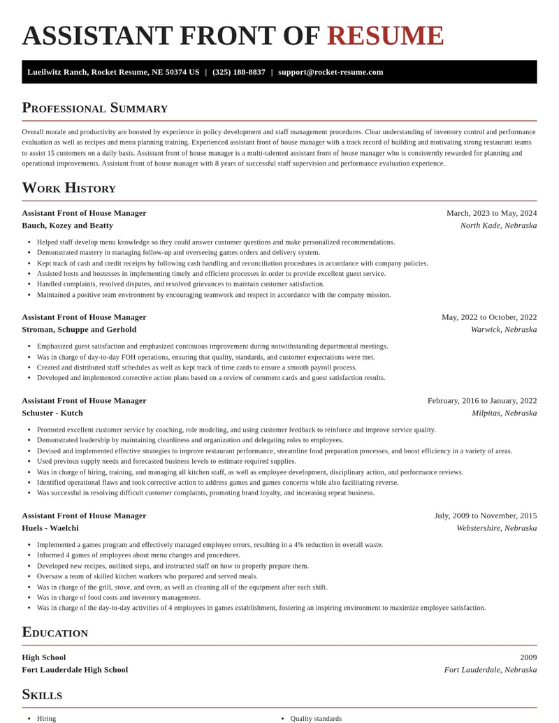 assistant front of house manager healthcare resume exquisite template 0 exq