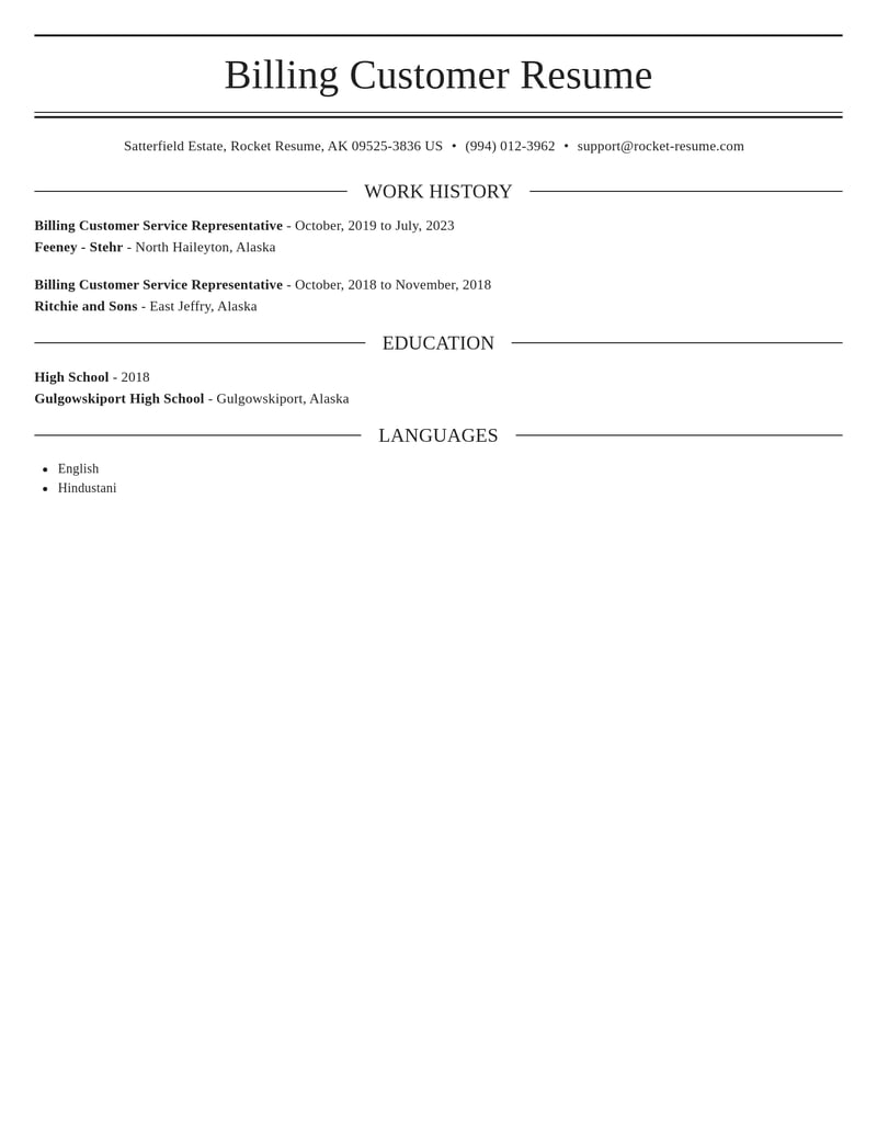 billing customer service representative healthcare resume elegant template 2 ele