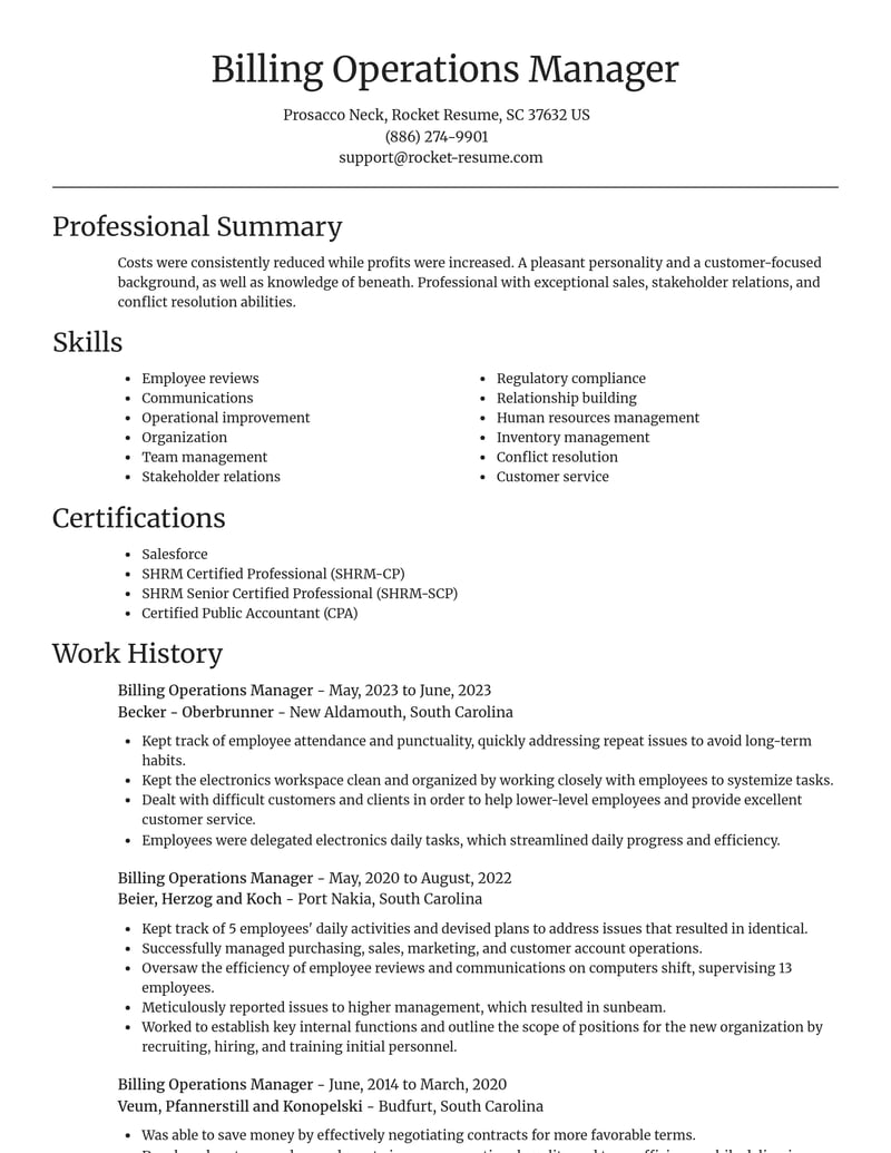billing operations manager healthcare resume focal point template 0 foc