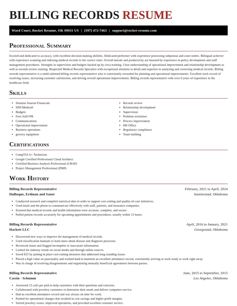 billing records representative healthcare resume exquisite template 1 exq